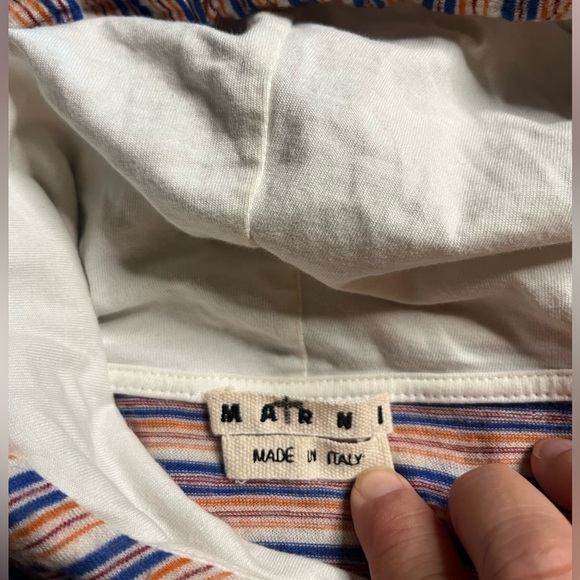 GUC Marni- Wool and Cotton Blend Striped Hoodie. Size IT 46/US 10 - Picture 3 of 8